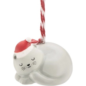Sass & Belle Керамична Коледна украса 4 cm Sleeping Cat - Sass & Belle (XDCXM060)