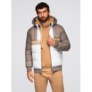 Ombre Clothing Мъжко цветно ретро спортно яке - бежово и бяло V2 OM-JALP-0296 Ombre Clothing Ombre Clothing | Byal | МЪЖЕ | S