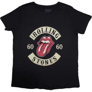 The Rolling Stones Sixty Biker Tongue (Suede Flock Print) Black S Дамски Риза (RSTS174LB01)