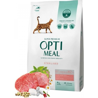 OPTIMEAL Superpremium pre všetky kastrované mačky s hovädzim mäsom a ciroku 4 kg