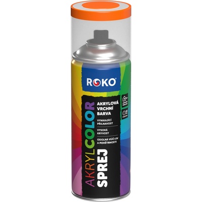 Rokospol Akrylcolor sprej akrylová vrchní barva 400 ml dopravní oranžová