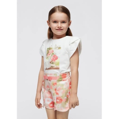 Mayoral Къс панталон с цветя в телесен цвят за мини момиче Mayoral панделка