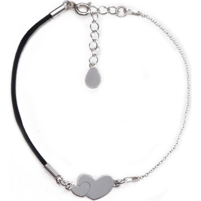 Zlatnictví Zlatíčko provázkový náramek se stříbrnými srdíčky NKPL0701