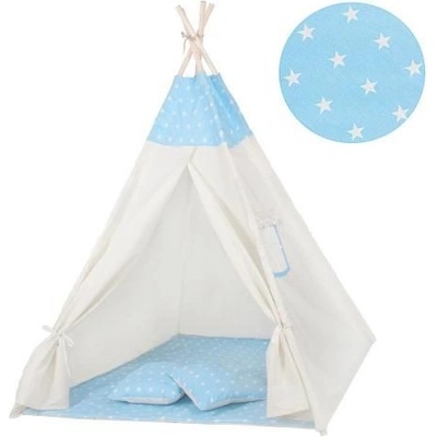Springos Detský stan Teepee Natural blue Stars 2020
