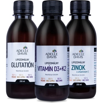 Adelle Davis Vitalita TRIO D3+K2/Zinok/Glutation Adelle Davis lipozomálny Vitamín D+K2 200 ml Adelle Davis lipozomálny glutatión 200 ml Adelle Davis lipozomálny zinok 200 ml