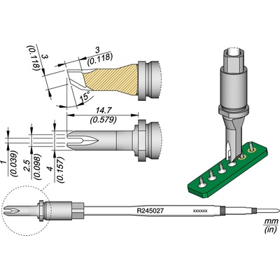 JBC R245027 – pájecí hrot pro tažené pájení 1 mm