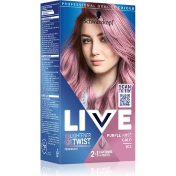 Schwarzkopf LIVE Lightener & Twist перманентната боя за коса за изсветляване на косата цвят 105 Purple Rosé Gold