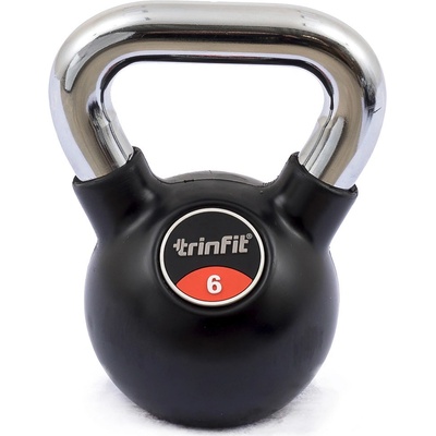 TRINFIT Kettlebell kov / guma s chrom madlem PREMIUM 6 kg