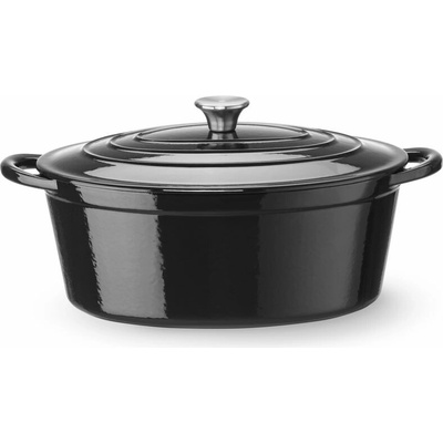 HENDI Litinový kastrol smaltovaný, 6,88L, Černá, 405 x 255 x 134mm