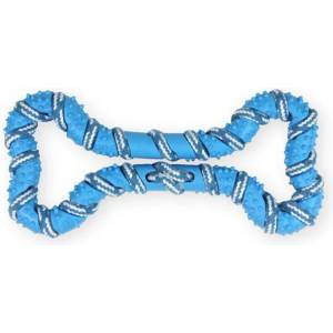 PET NOVA Tpr Костичка за куче с памучно въже - синя, 20см