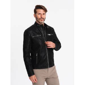 Ombre Clothing Мъжко ретро байкърско яке със стояща яка Ombre Clothing V2 OM-JAFL-0197 Ombre Clothing | Cheren | МЪЖЕ | L