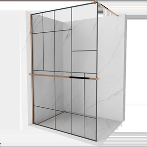 Mexen Kioto+ душ стена с рафт Walk-in 80 x 200 см, черен мотив, розово злато (800-080-121-60-78)
