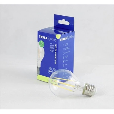 Tesla LED žiarovka FILAMENT RETRO BULB, E27, 9 W, 230 V, 1 055 lm, 2 700 K teplá biela, 360st,číra