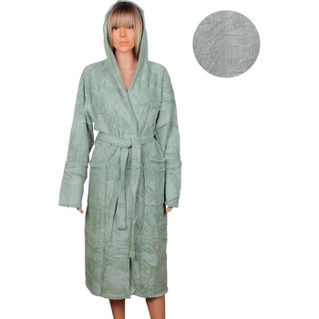 Дамски халат с качулка в цвят резеда