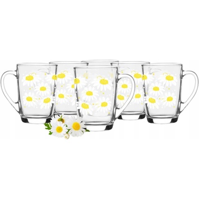 Glasmark Sklenené poháre so sedmokráskami kvetinová na vodu a limonádu 6 x 300 ml