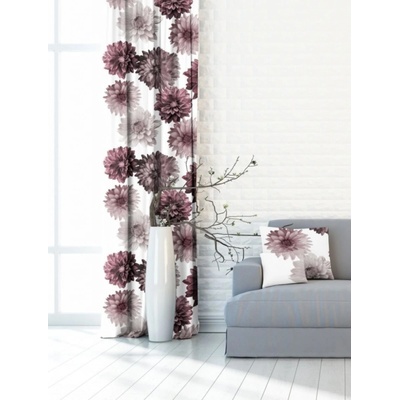 Záves dekoračný alebo látka, New York Jiřiny, vínové, 150 cm 150 cm
