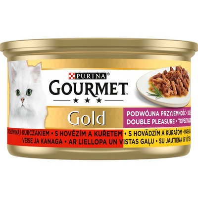 Gourmet Gold s hovädzím a kuracím mäsom v omáčke 48 x 85 g