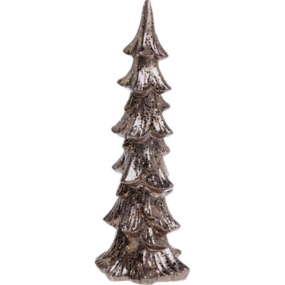 Keramický třpytivý dekorační vánoční stromek Mocca 14*11*37 cm Chic Antique