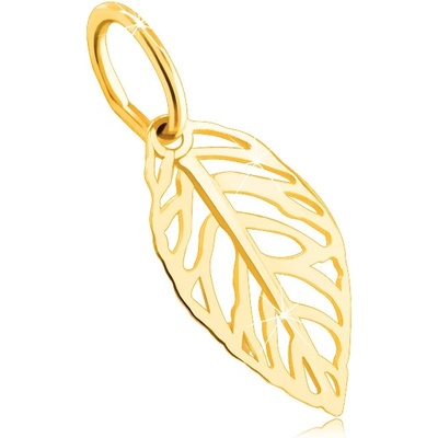 Šperky Eshop Přívěsek ze 14K zlata vyřezávaný list s hladkou žilkou lesklý povrch S1GG46.16