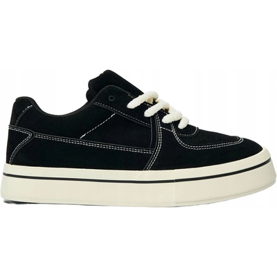 Vsuvné sneakers tenisky z eko-kože semišové okrúhla špička čierne