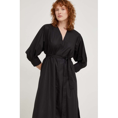 ANSWEAR Памучна рокля Answear Lab в черно среднодълга разкроена (b9355.ikk)