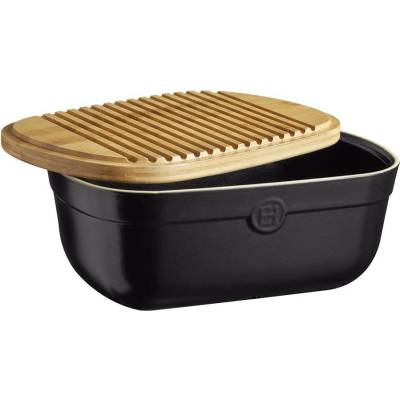 Emile henry (Франция) Керамична кутия за хляб emile henry bread box с дъска за рязане - цвят трюфел (eh 8750-71)