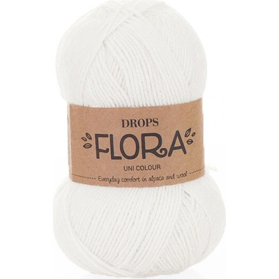 Příze DROPS Flora uni colour 02 - bílá
