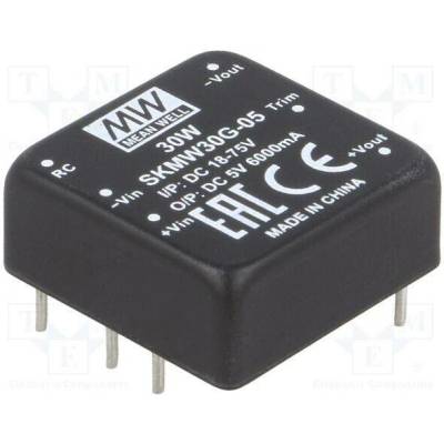 MEAN WELL SKMW30G-05 Měnič: DC/DC; 30W; Uvst: 18÷75VDC; Uvýst: 5VDC; Ivýst: 0÷6000mA; DIP