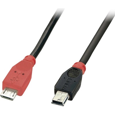 Lindy 31717 USB, USB 2.0 USB Micro-B zástrčka, USB Mini-B zástrčka, 0,5m, černý