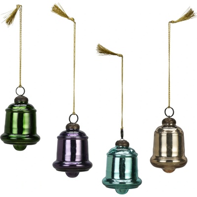 MADAM STOLTZ Skleněná vánoční ozdoba Christmas Bell Tyrkysová, multi barva, sklo – Zboží Dáma