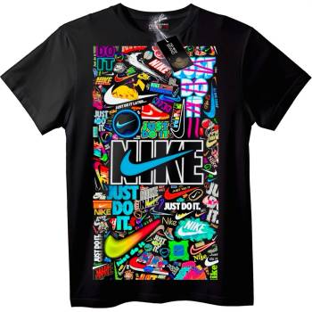 NOONEBRAND Тениска с колаж Nike логотипи - 2XL, Black