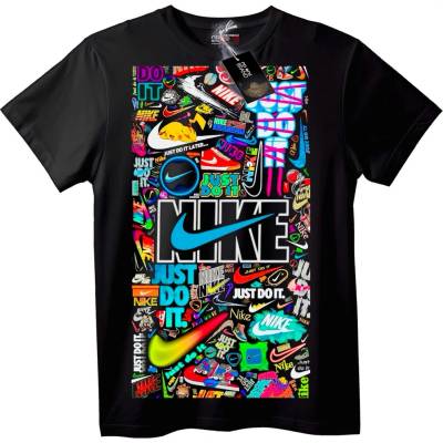 NOONEBRAND Тениска с колаж Nike логотипи - 2XL, Black