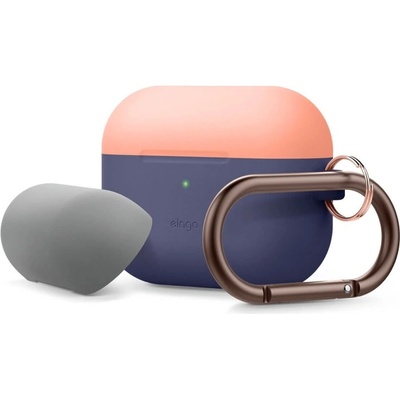 elago Калъф за слушалки Elago Duo Hang Silicone EAPPDH-JIN-PEMGY, за Apple AirPods Pro, силиконов, тъмносин-оранжев (EAPPDH-JIN-PEMGY)