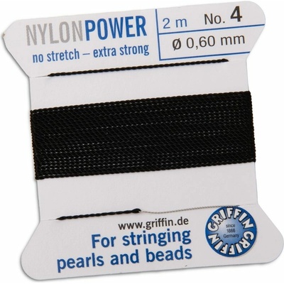 Griffin nylonová nit Nylon power s jehlou 0,6 mm/2 m černá - 1 ks