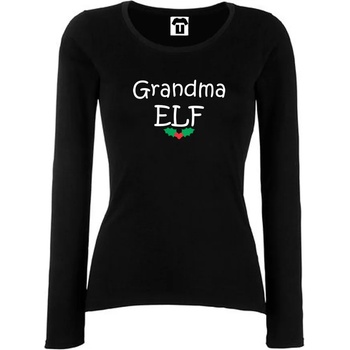 Image 1 of Дамска черна или бяла тениска с дълъг ръкав Grandma Elf
