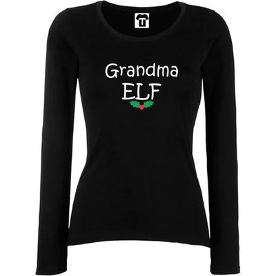 Дамска черна или бяла тениска с дълъг ръкав Grandma Elf