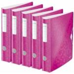 Leitz quality folder 180° Active WOW, pack of 5, A4, narrow, rounded spine, 6.5 cm wide, elastic band closure, light polyfoam, plastic folder, WOW series, pink, 11070023 - 939000