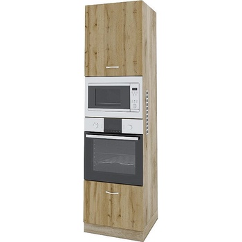 ИРИМ Колонен шкаф с четири врати за вградени фурна и микровълнова фурна Сити АРДД-48 дъб сонома арвен / дъб дакота 60 см