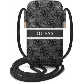 GUESS Pouch 4G Printed Stripe L - кожен калъф с връзка за мобилни телефони (тъмносив)