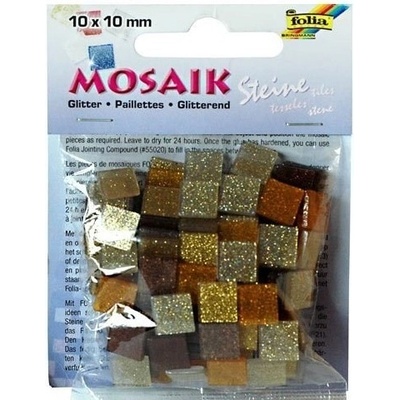 Folia Mozaikové kamienky trblietavé, 10 x 10 mm hnedá