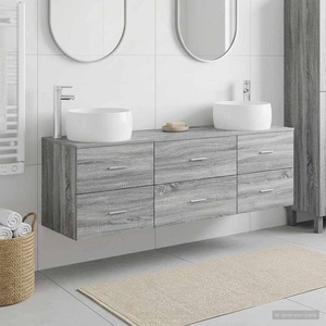 vidaXL Комплект мебели за баня 3 бр. Сив Сонома 49, 5 x 44, 5 x 66 см (3405920)