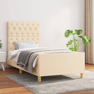 zahrada-XL 3125257 Rám postele bez matrací krémově textil