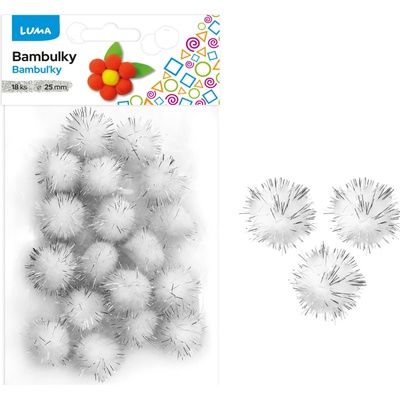 LUMA Bambulky 18 ks 25 mm metalické Varianta: bílo-zlaté