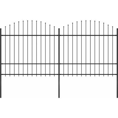 OMAXI Zahradní plot s kopím nahoře ocelový 337 x 175 cm černý 714691