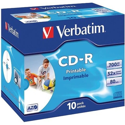 Verbatim CD-R 700MB 52x, printable, jewel, 10ks (43325) – Zboží Živě