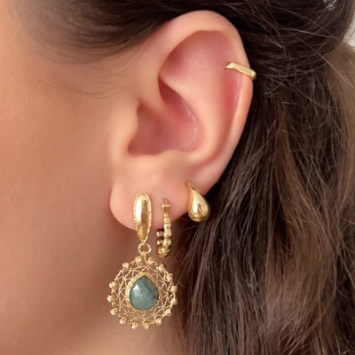 Lillian Vassago Exkluzivní zlaté náušnice se smaragdem, zapínání omega LLV22-GER300ST