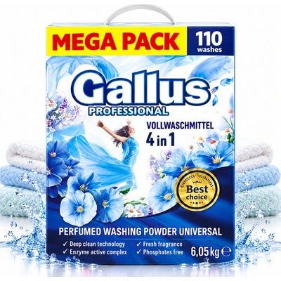 Gallus Professional 4v1 Universal Prášek na praní bílého a barevného prádla 110 PD
