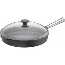 Skeppshult Litinová pánev + skleněná poklička nerezové madlo hluboká 28 - 5 cm