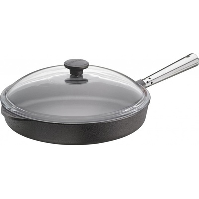 Skeppshult Litinová pánev + skleněná poklička nerezové madlo hluboká 28 - 5 cm