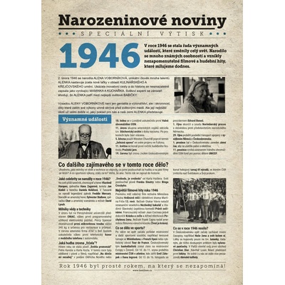 Narozeninové noviny 1946 s vlastní fotografií a textem S fotografií a textem